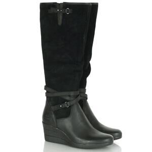 Ugg Waterproof Lesley Wedge Heel Knee High Black Leather Boots 1005266 Womens 8